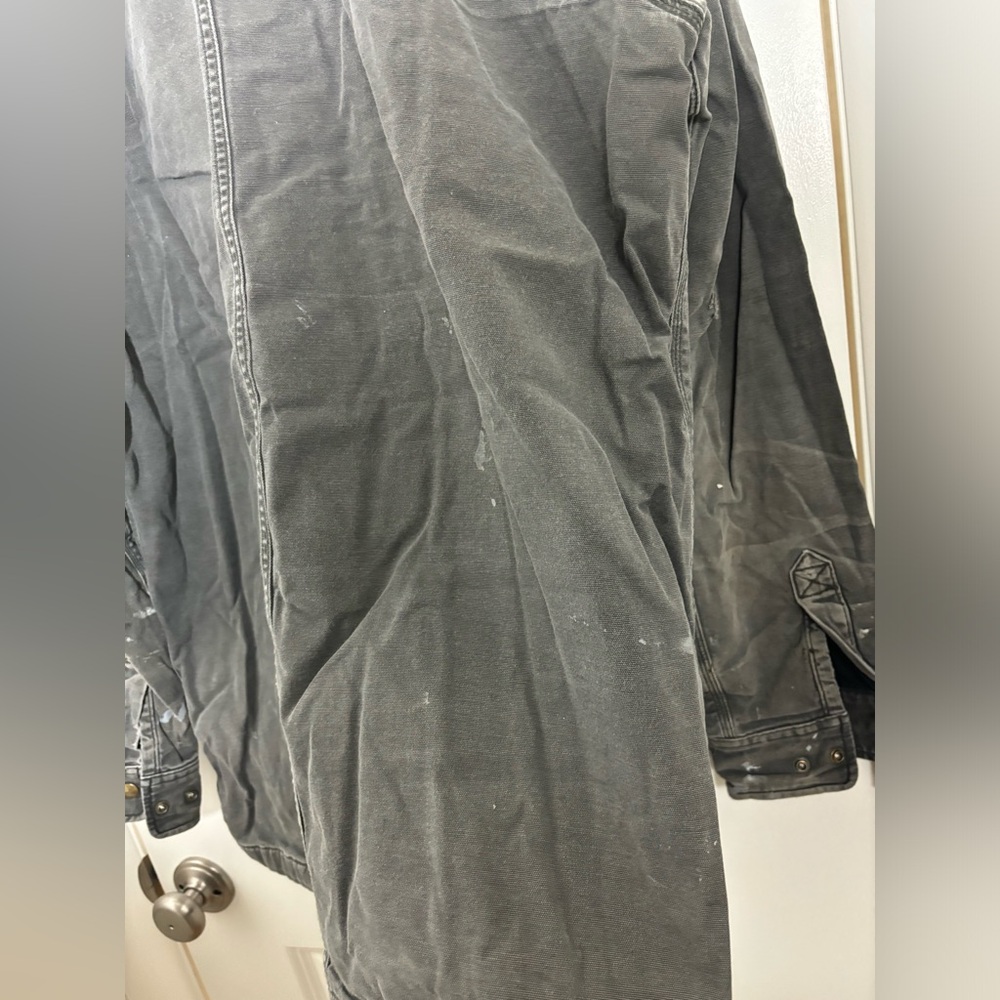 Carhartt Peat Gray Canvas Snap Front Fleece-Lined Shirt Jacket #357 - Picture 7 of 11